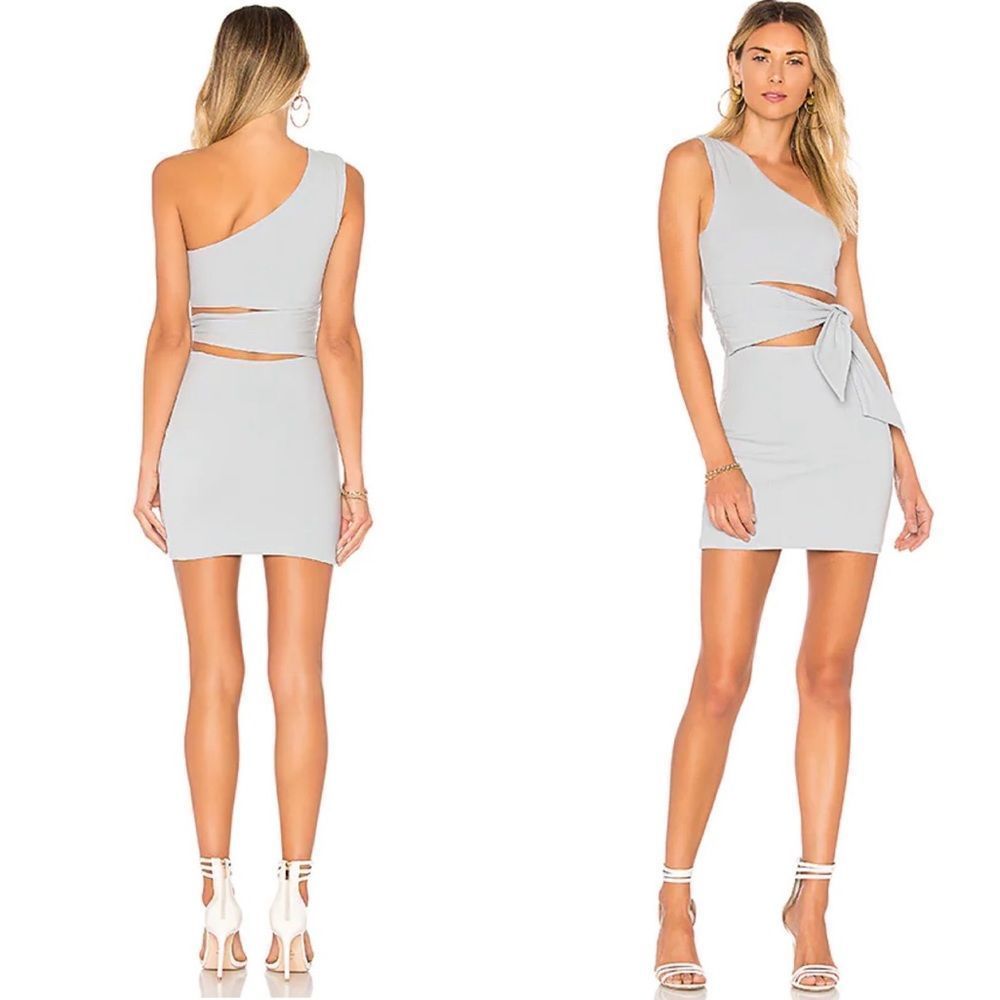 Lovers + Friends One Shoulder Rib Knit Side Tie Cut-out Bodycon Dress Size S